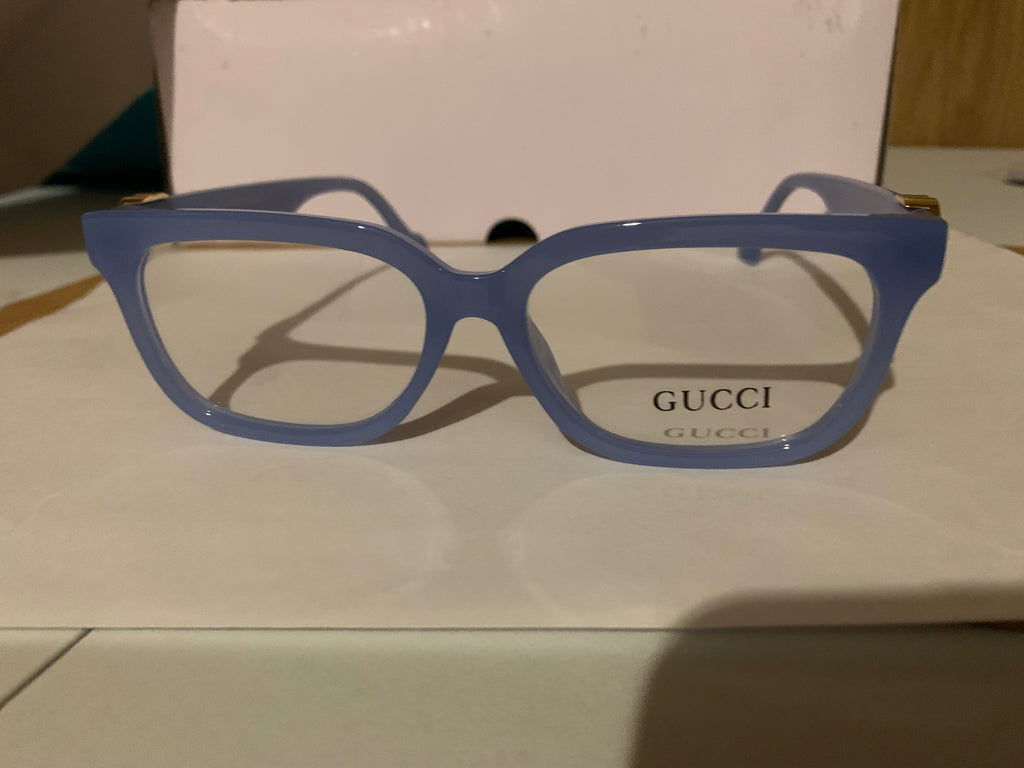 Gucci Blue Square Plastic Full Rim Eyeglasses Frames Unisex Designer Soli