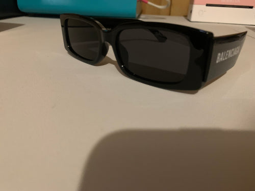 Balenciaga Women’s Rectangle Sunglasses Black Plastic Frame Black Tinted Lenses
