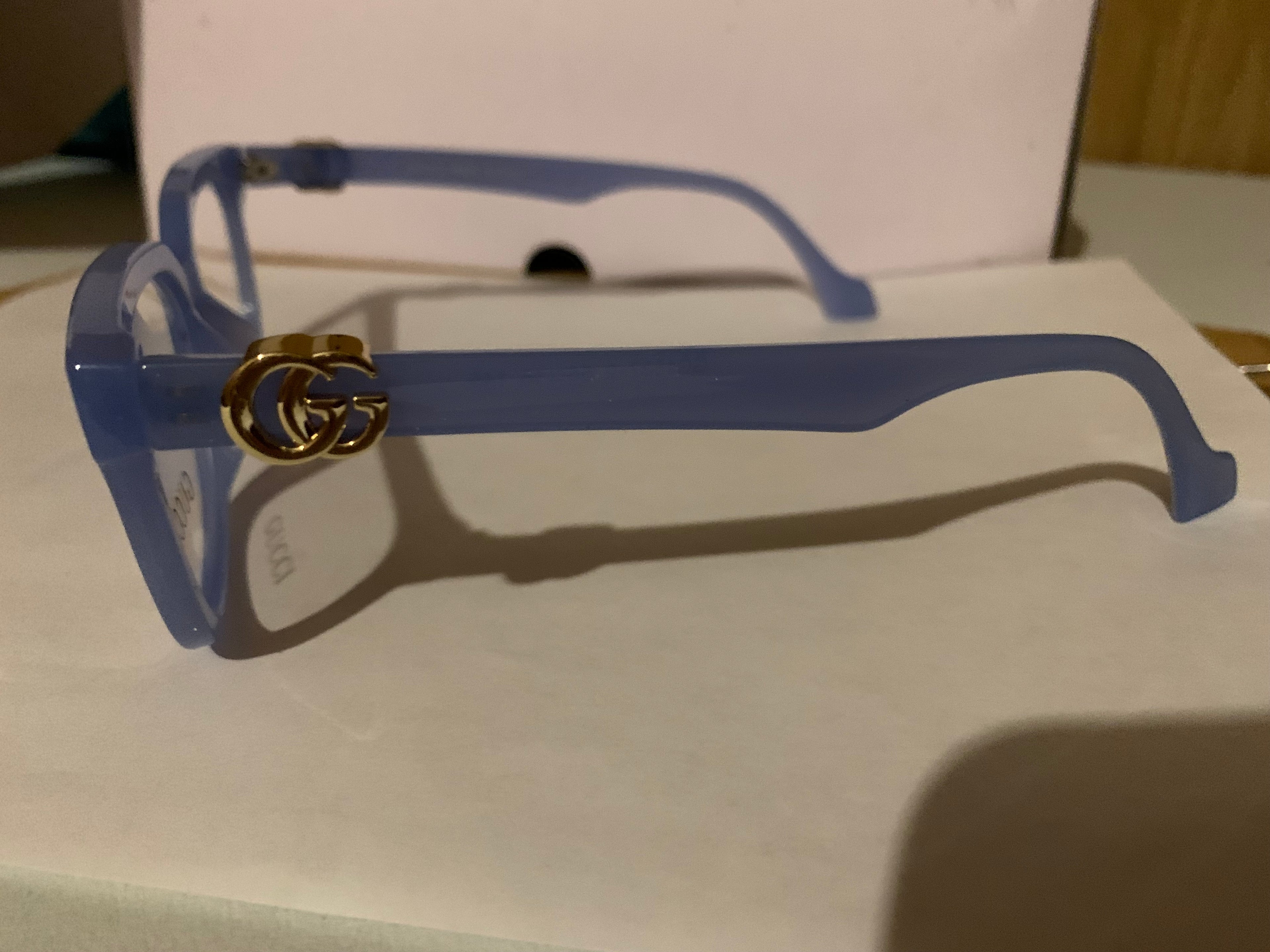 Gucci Blue Square Plastic Full Rim Eyeglasses Frames Unisex Designer Soli