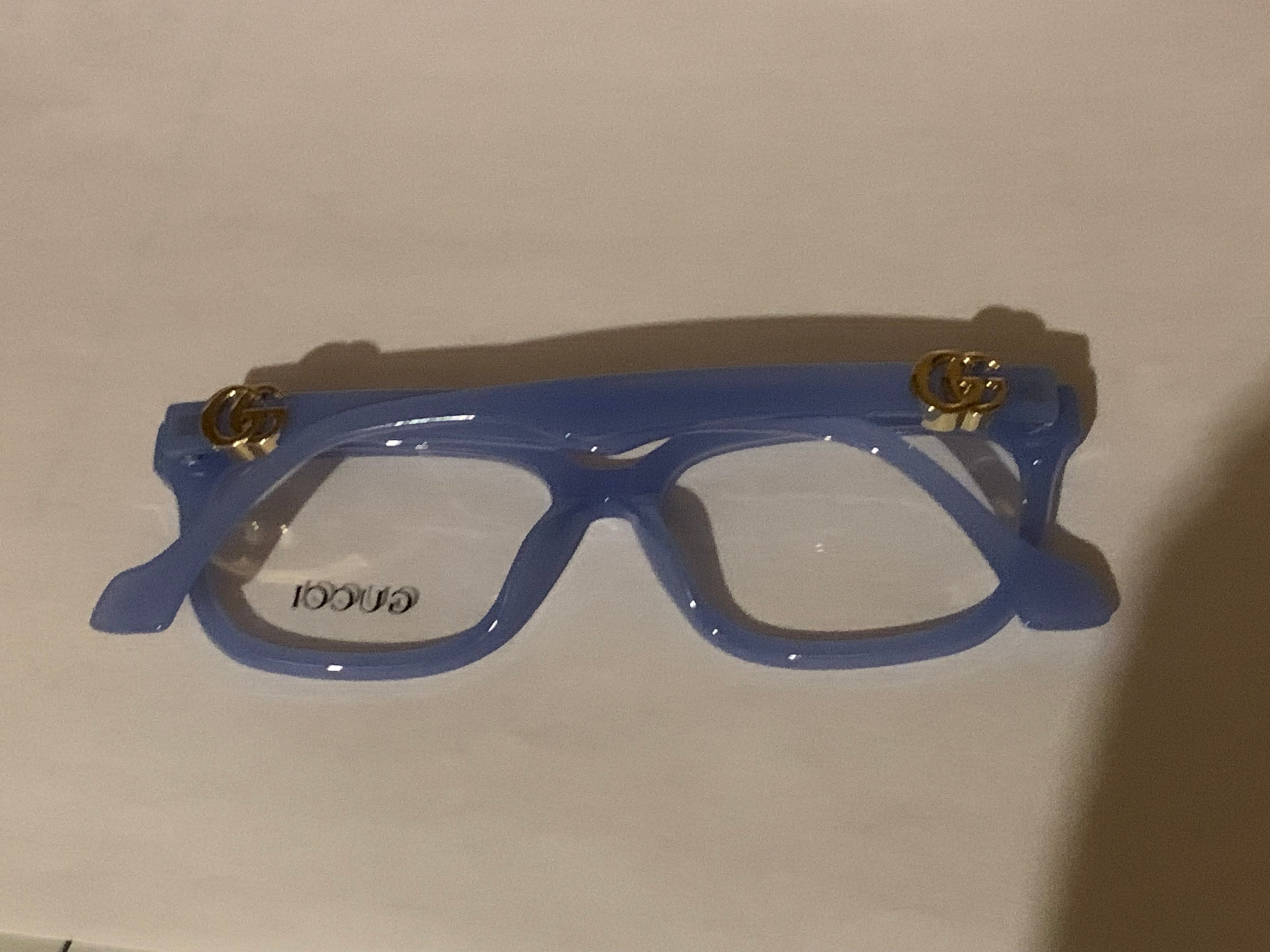 Gucci Blue Square Plastic Full Rim Eyeglasses Frames Unisex Designer Soli