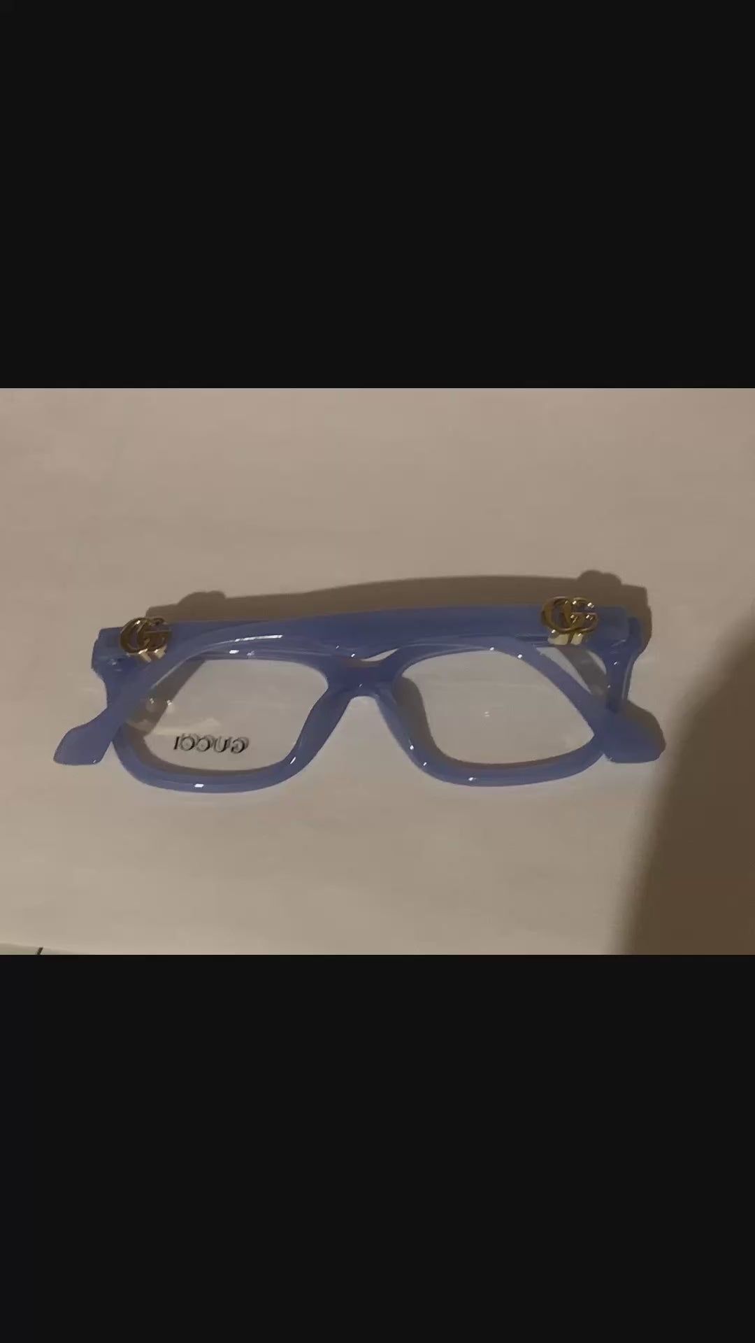 Gucci Blue Square Plastic Full Rim Eyeglasses Frames Unisex Designer Soli